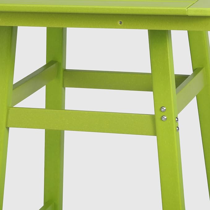WestinTrends Malibu Square Outdoor Patio Bistro Bar Table with Umbrella Hole 42" Tall, Lime