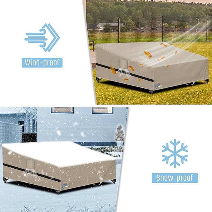 SIRUITON Garden Patio Rattan Daybed Cover Patio Bed Cover 69" W x 71" D x 31.5" H,Heavy Duty 420D Oxford Waterproof Outdoor Double Sofa/Patio Bed Lounger Covers