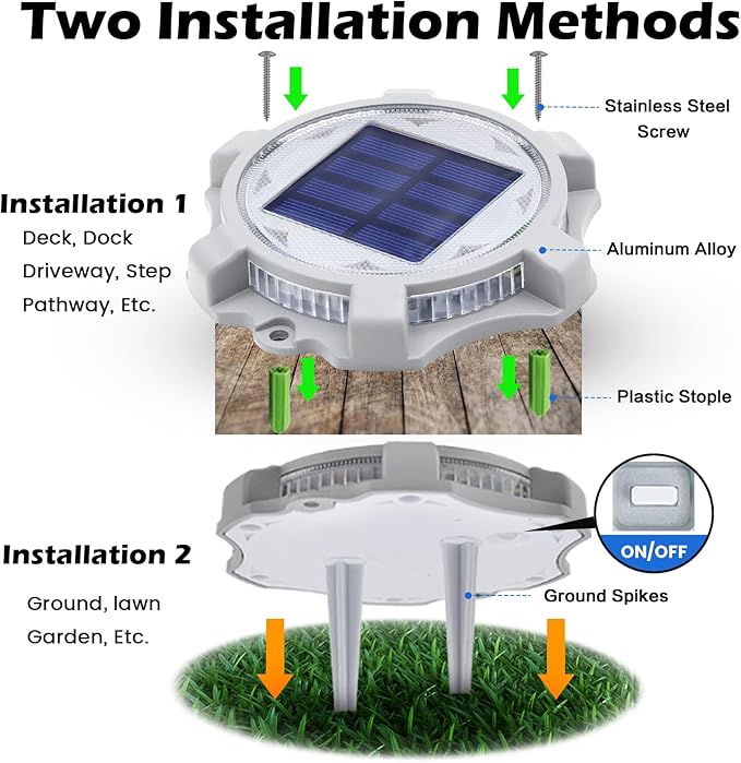 SIEDiNLAR Solar Deck Lights Outdoor 2 Modes LED Driveway Markers Dock Light Waterproof for Walkway Step Ground Stair Pathway Yard Garden Road 16 Pack (Cool White/Warm White)