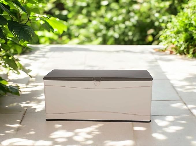 Heavy Duty Large Outdoor Deck/Storage Box, 130 Gallon Capacity, (Brown/Beige, 2)