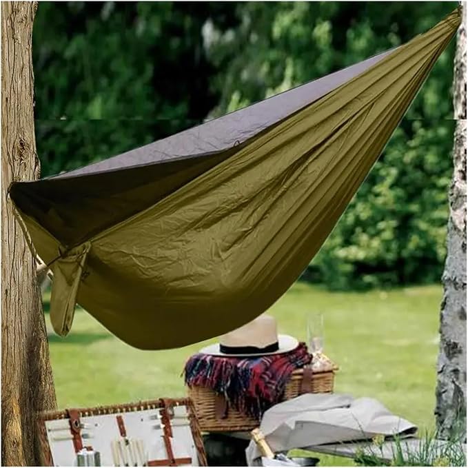 Hammocks, 2Pcs Hammock with Net Sleeping Netting for Travel Foldable Hammock with Fly Mesh for Outdoor Backpacking Backyard Hiking,for Outside(Light Gray)