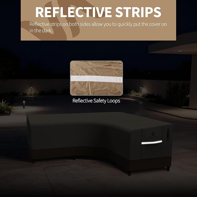 Rosefray 600D Outdoor V-Shaped Sectional Cover,Heavy Duty Anti UV Patio Sectional Sofa Cover with Air Vent, Waterproof Furniture Covers for Deck, Lawn,Backyard 100"x100" khaki brown