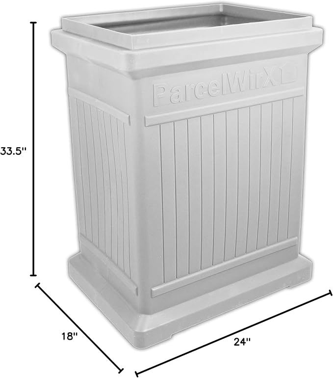 RTS Home Accents ParcelWirx Premium Vertical Storage Cabinet/Package Delivery Box with Lift Off Lid, Slate Grey