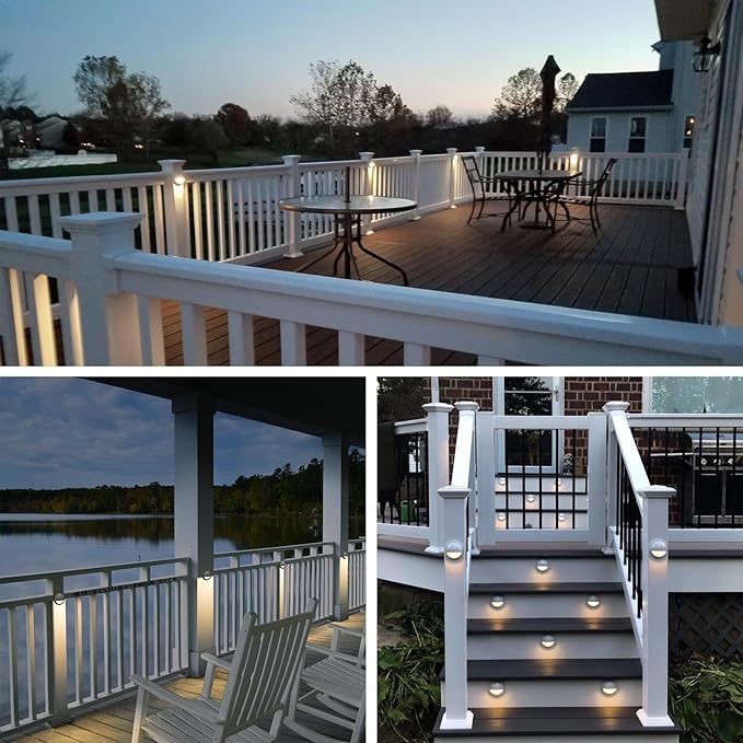 GKOLED Landscape Deck Light, Low Voltage 12V AC/DC Outdoor Patio Lighting, LED 2W Step Light, Die-Casting Aluminium with Glossy White Powder Coated Finish, 3000K, 6 Pack