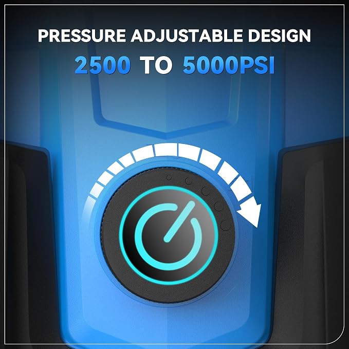 Pressure Washer 5000PSI, Heavy Duty Power Washer Electric Powered, with 4 Nozzles,Foam Cannon,33FT Hose and 500ml Soap Bottle,Car Wash Machine/Car/Driveway/Patio Clean,Light Blue