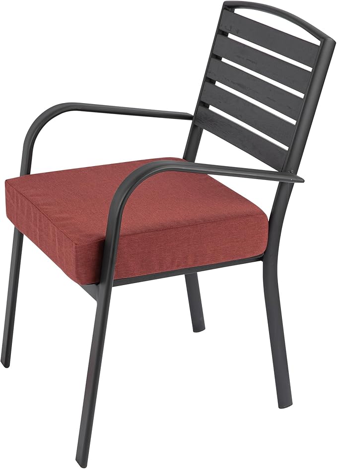 FUNHOME Outdoor Cushion Covers 24 x 24 x 4 inch,Set of 2,Non-Slip Grips Bottom,Replacement Cushion Covers for Garden Patio Furniture Couch Chair,Fade-Resistant Slipcover Only,No Insert(Dark Red)