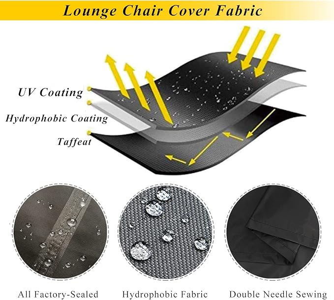 SIHAIAN Patio Lounge Chair Cover Waterproof Outdoor Chaise Lounge Covers UV Resistant Special Fixed Design 86Lx32Wx35H Black 2Pack Patio Furniture Covers