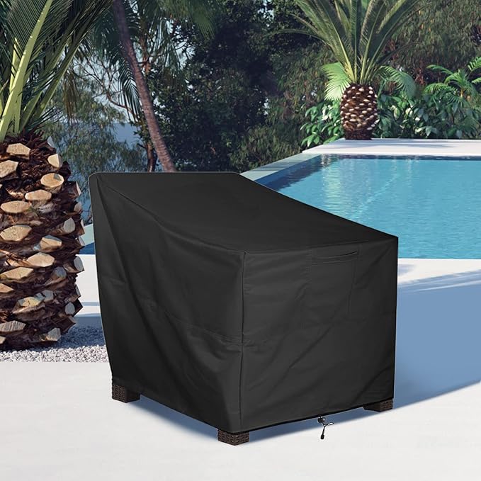 ALSTER Outdoor Chair Covers 2 Pack, Patio Chair Covers(33" L x 34" W x 31" H), Durable and Waterproof Black Furniture Covers for Lounge Deep Seat, Rain Snow Dust Wind-Proof