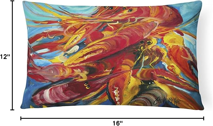 Caroline's Treasures JMK1117PW1216 Crawfish Canvas Fabric Decorative Pillow Machine Washable, Indoor Outdoor Decorative Pillow for Couch, Bed or Patio, 12HX16W