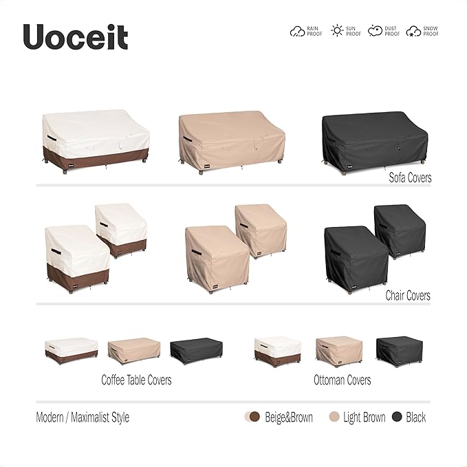 Outdoor Chair Covers 2 Pack,30Wx34Dx38H inches 100% Waterproof Heavy Duty Patio Furniture Cover ,Outdoor Furniture Covers Waterproof for Beige&Brown Modern Style Patio Chair Covers.
