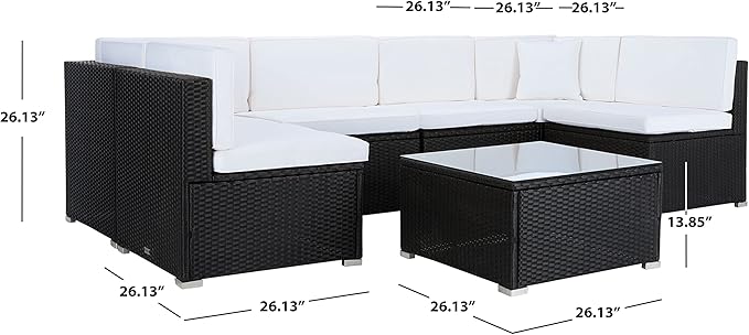 SAFAVIEH Outdoor Sectional Diona Black/White Outdoor Living Set
