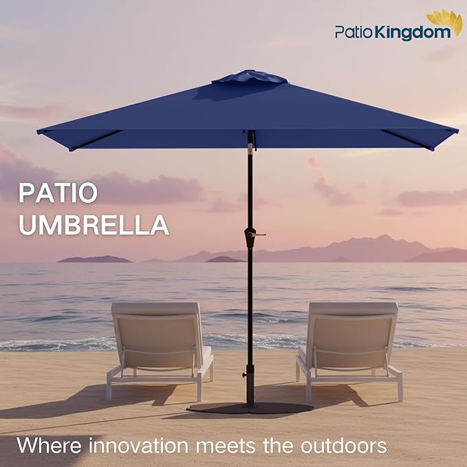 6.5'x10' Rectangular Patio Outdoor Umbrella,Large Coverage with Push-Button Tilt & UV Protection,Sturdy Ribs for Deck,Lawn,Pool,Backyard