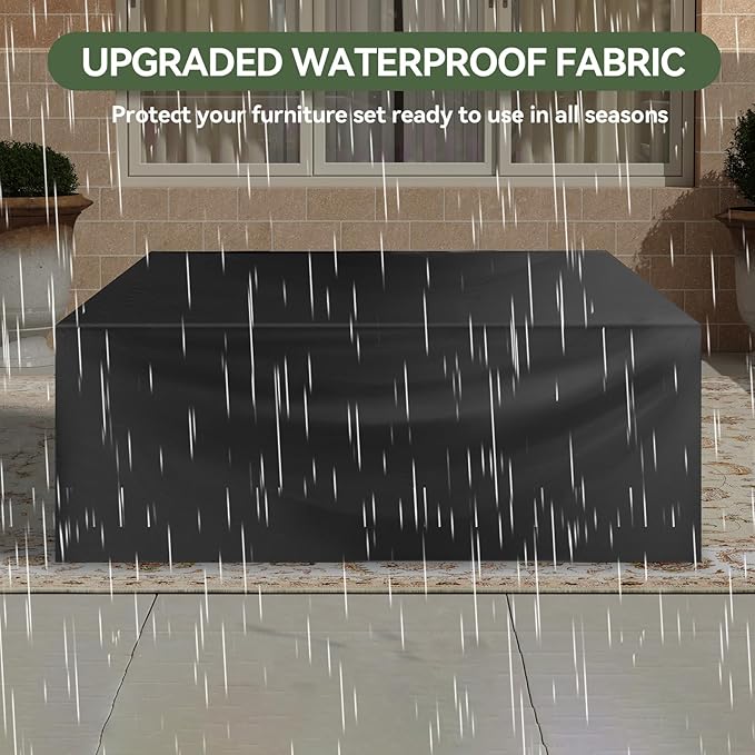 Aoxun 7 Piece Outdoor Patio Furniture Set 6 Seats, Outdoor Sectional with Thick Waterproof Cushions & Storage Coffee Table, Patio Conversation Sets for Garden,Backyard, Porch, Balcony, Deck, Beige