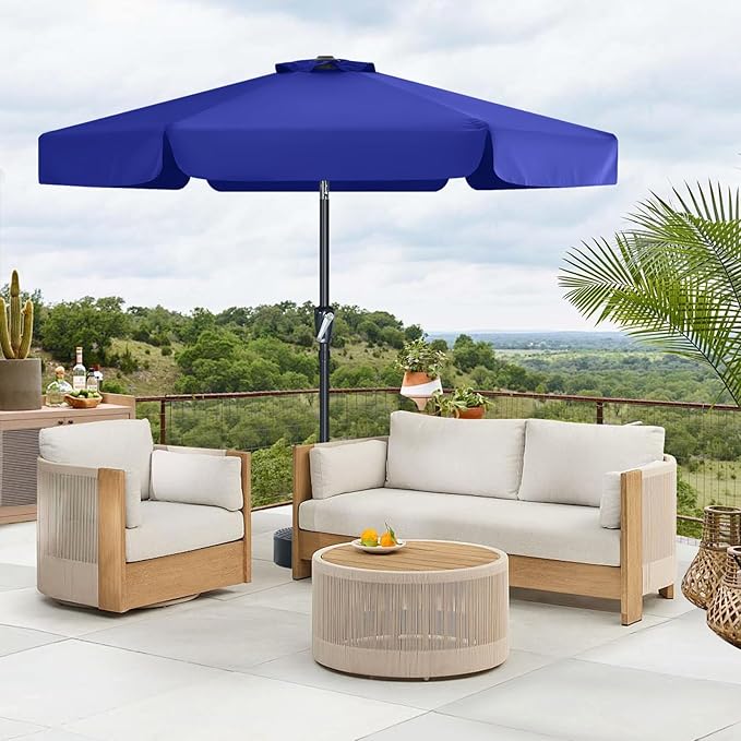 MASTERCANOPY 7.5ft Patio Umbrella with Valance, Crank and Tilt – 6 Ribs Outdoor Market Umbrella, UV/Fade Resistant, Waterproof Canopy with Wind Vent for Garden, Deck, Backyard, Pool (Blue)