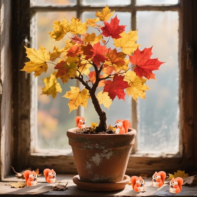 20 Pcs 2.1 x 1.4cm Mini Squirrel Figurines | Mini, Orange, Perfect for Gardens Décor