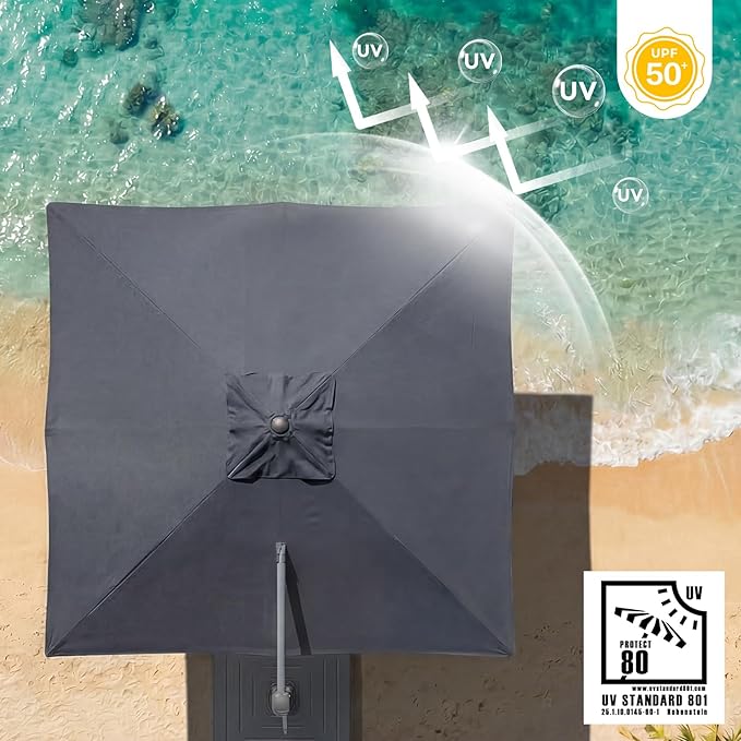 COWVIE Umbrella Canopy Replacement for 8 Ribs Patio Umbrella, Outdoor Table Parasol Replacement for Yard, Canopy Only