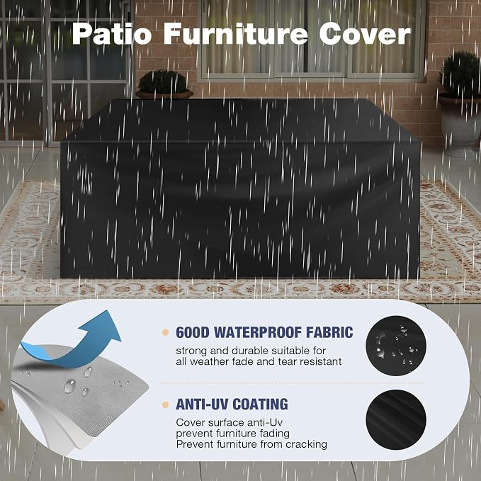 Aoxun Aluminum Patio Furniture Set with Umbrella 4 Seats, Oversized Outdoor Sectional with Washable Thick Cushions, Coffee Table, Patio Conversation Sets for Porch, Balcony, Deck