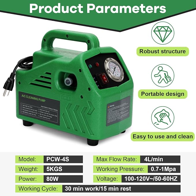 ZPB140 Port A Blaster HVAC Coil Cleaning, Portable HVAC Pressure Washer | AC Coil Pressure Washer 120V/80W Suitable for Indoor and Outdoor, Flow Rate 4L/min, 0.7-1.0MPa
