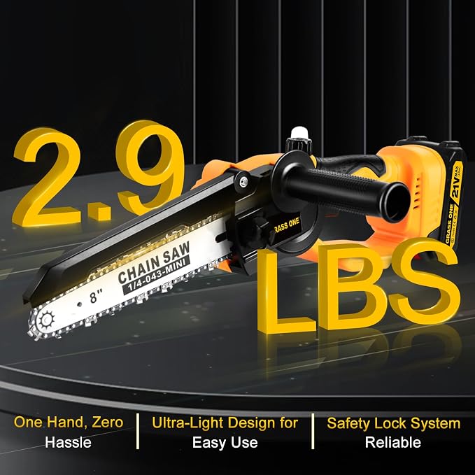 Mini Chainsaw, 8 inch & 6 Inch Portable Electric Chainsaw, 2026 Upgrade, Small handled Chain saw Cordless with 2 Batteries & Auto Oiler for Trees Branches, Garden, Yard, Power Gifts for Men Dad Mom