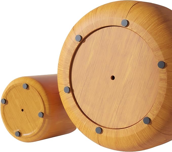 36" Round Coffee Table with 20" Round Side Table Set, Waterproof Sturdy MGO Wood Texture Grain Drum Outdoor Tables Set for Patio Garden Backyard Living Room, No-Assembly, Natural and Brown