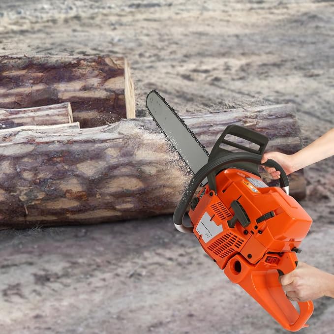 72CC 2-Stroke 24” Chainsaw, Portable Gas Powered Chain Saws, Handed Petrol Woodcutting Saw Gasoline Chain Saw for Cutting Tree Wood with Tool Kit Chainsaw in Garden Farm