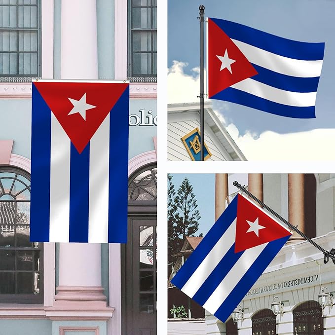 Cuban Flag 3x5 FT Heavy Duty Cuba Flag Double Stitched Vivid Color Fade Proof Outdoor Decor With Brass Grommets(Cuba)