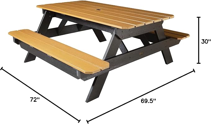 Highwood Professional Commercial Grade National Picnic Table, Saddle