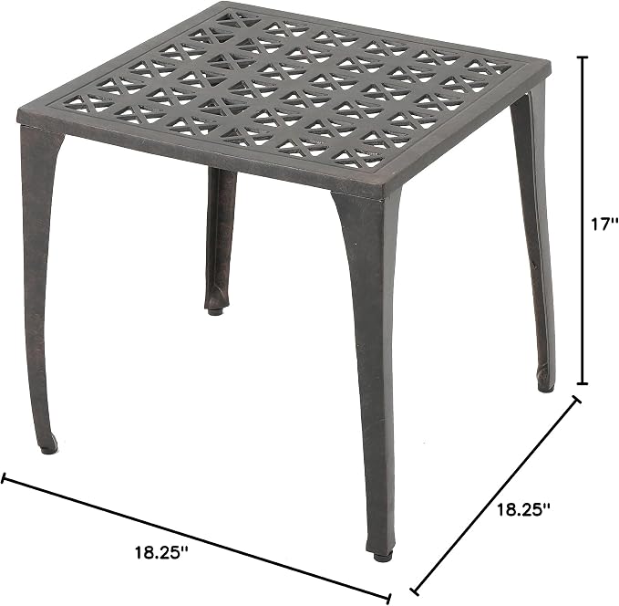 Christopher Knight Home Kai Outdoor 18" Cast Aluminum Side Table, Bronze Finished