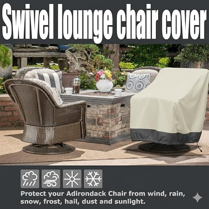 1 Pack Heavy Duty Patio Chair Covers - Rip-Resistant 600D Oxford Fabric - 8000mm Waterproof UV-Resistant Outdoor Furniture Covers for Adirondack, Rocking, and Swivel Chairs, 39"W x 37"D x 38"H