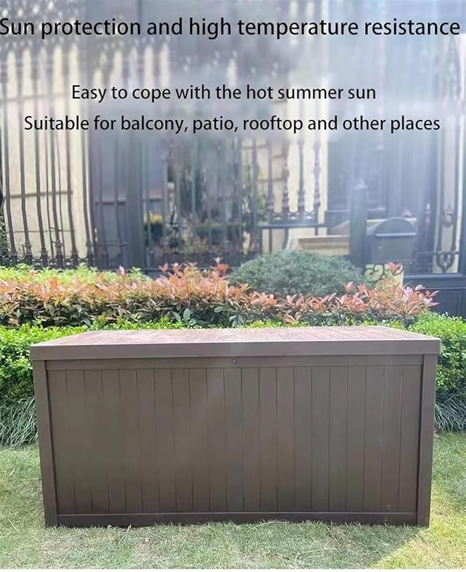 Outdoor Storage Box - Lockable Garden Rooftop Organizer, Patio Balcony Tool Box, Durable End Table Storage Cabinet,Grey