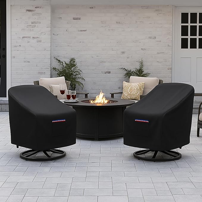 Outdoor Patio Chair Covers Waterproof, 30W x 34D x 38.5H inches Weather Resistant Patio Furniture Cover All-Weather Protection Heavy Duty 600D 2-Pack Black