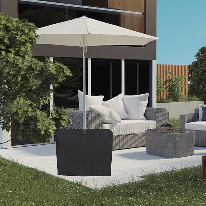 Cover for Patio Table with Umbrella Hole, Waterproof Rattan Wicker Umbrella Stand Table Outdoor Side Table Cover- 22”L x 22”W x 18”H