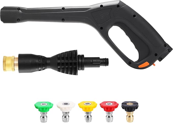 Pressure Washer Gun Kit with 5 Nozzles & Adapter – Locking Hose & Safety Trigger, Compatible with Portland Pulsar Powerwasher Taskforce Taskmaster ShopForce Electric Pressure Washers