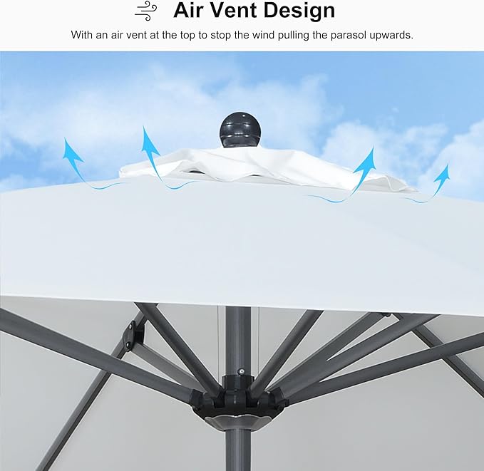 PURPLE LEAF 10' x 10' Square Patio Market Umbrella with Base Outdoor Table Umbrellas Aluminum Frame Sun Shade with 8 Sturdy Ribs for Garden Deck Lawn Pool White