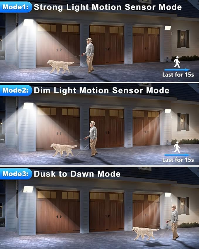 Gusicil Solar Lights for Outside, 172LED 3Modes Split Motion Sensor Outdoor Lights with Remote Control, Solar Lights Outdoor Waterproof IP65, Outdoor Solar Lights for Yard,Patio,Garden,Garage, 2 Pack