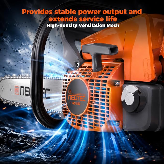 31.8cc Gas Chainsaw, 14 Inch Top Handle Chain Saw, Ergonomic Gas Powered Saw for Home & Outdoor Wood Cutting Tasks, NS832