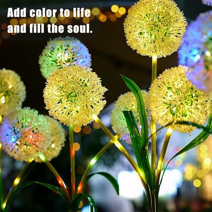Solar Lights Outdoor, Decorative Animal & Flower Shaped Landscape Lights with Warm/Colorful LED, Auto On/Off Waterproof Solar Powered Decor for Yard Lawn Patio Gift Idea (Warm-Dandelion-2pack)