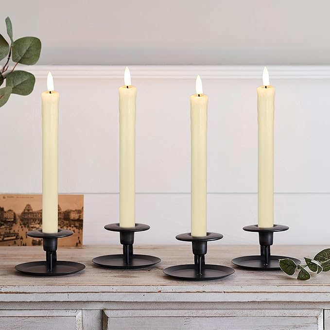 JOIONE Flameless Taper Candles with Remote, 6 Pack Real Wax LED Battery Operated Candle with Flickering Flame, Safe Home DΓ©cor for Living Room, Bedroom, and Dining Table, Dripping Wax Ivory