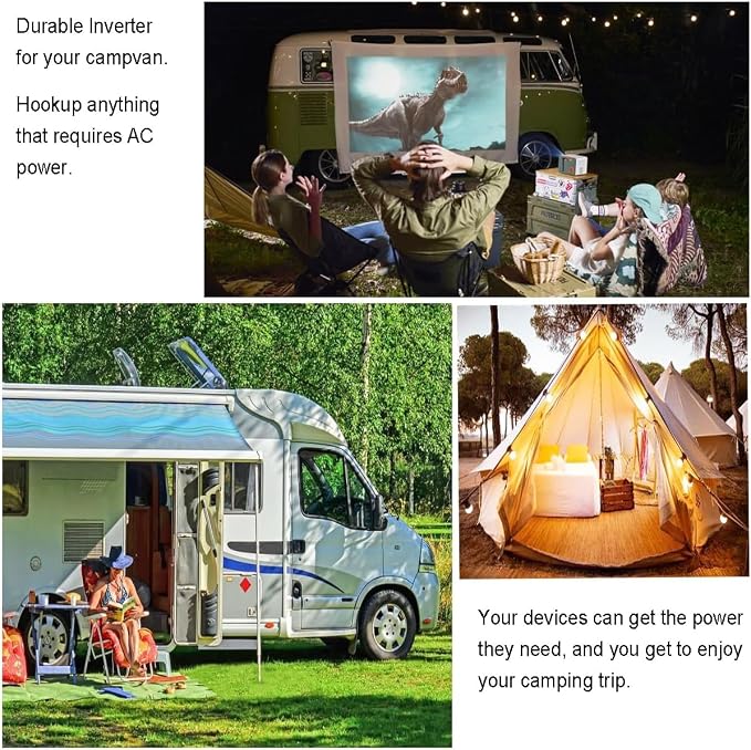 300W Power Inverter DC 12V to 110V AC Car Converter, with 2 AC Outlets& Dual USB Ports, AC Outlet for Laptop/TV, USB for Phone iPad, for Car RV Truck Camping Emergency Road Trips