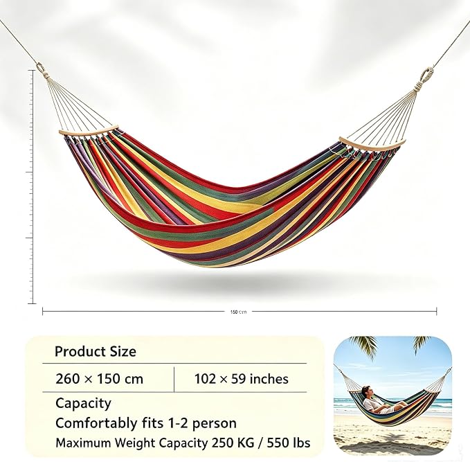 Hammock Replacement for Stand (Orange, 2 Person, Anti-ROLL Design) | Hammock Without Stand, Rope Hammocks for Outdoor Travel Portable Lightweight Hammocks with Tree Straps and Storage Bag