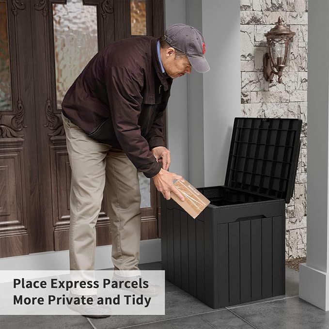 VICTONE 30 Gallon Resin Deck Box Large Outdoor Storage for Patio Furniture, Garden Tools, Pool Supplies, Weatherproof and UV Resistant, Lockable (Black)