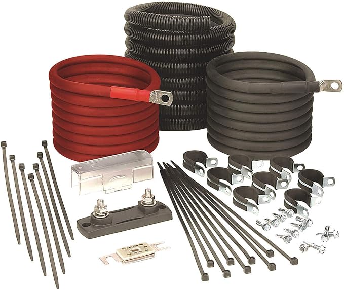 Tundra Heavy Duty Installation Kit for Truck Power Inverter M1000/ S600 & Battery Charger IBC80/ IBC4024 (24 V) | Highest Safety Rating Cables with Short-Circuit & Overload Protection (12ft) (CM1012)