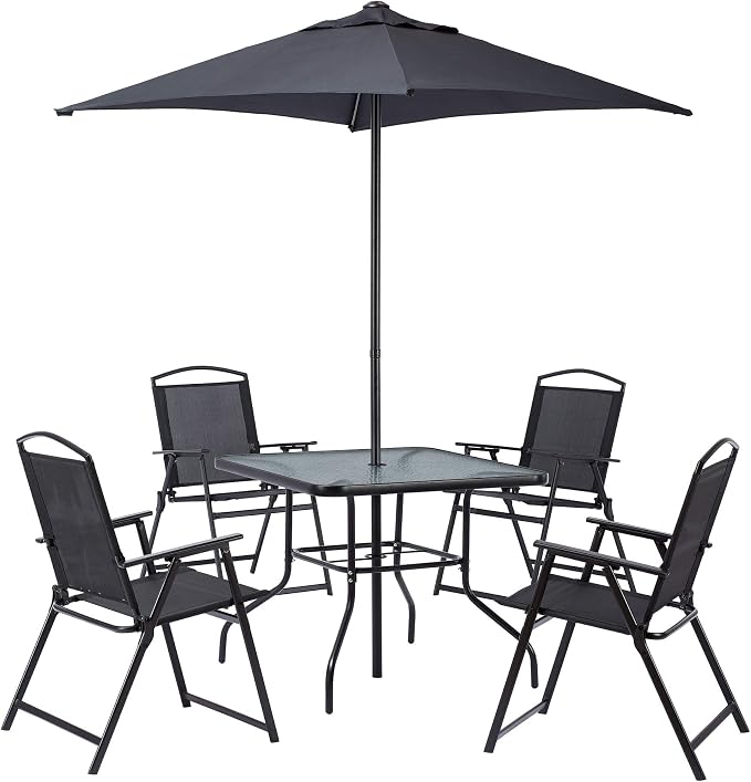 Mainstay Albany Lane 6 Piece Outdoor Patio Dining Set, Seats 4 (Gray)