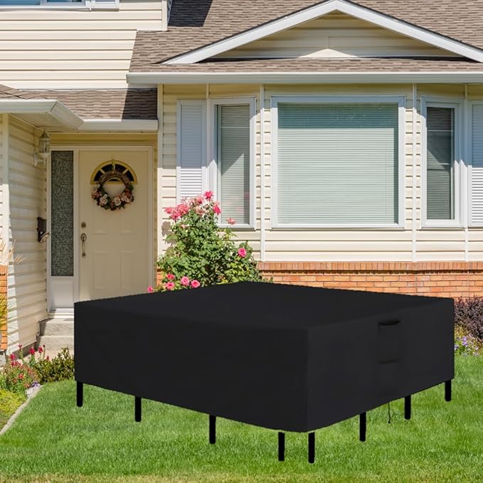 Outdoor Table Furniture Cover Waterproof Rectangle Patio Sectional Couch Set Cover 126" L×63" W×28" H 600D for Lawn Backyard