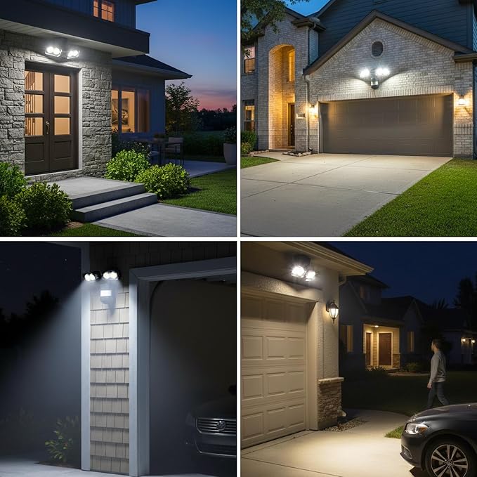 SANSI 28W 3500LM Motion Sensor Outdoor Lights, Outdoor Motion Sensor Light Security Lights Detector with 4 Mode 350W Equiv 5000K, IP65 Waterproof for Soffit, Garage, Yard (Black) Hardwired