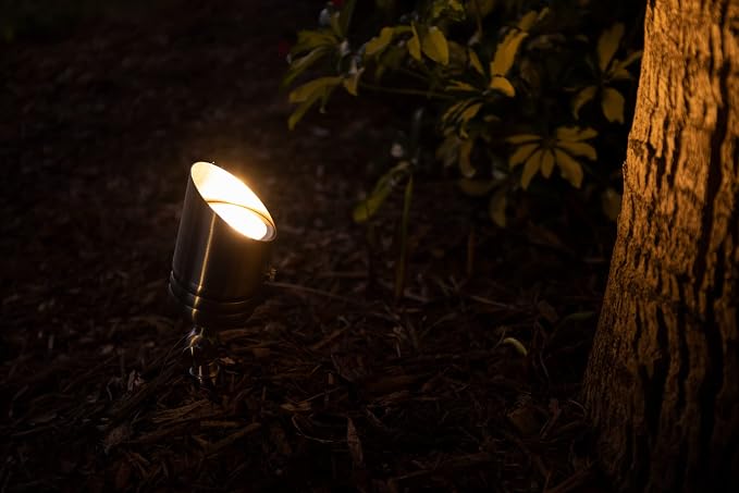 VOLT 20-Pack 12V Fat Boy Stainless Steel Spotlight & 5W 2700K MR16 LED Bulb | 400 Lumens of Warm White Light, Low Voltage, Ideal for Uplighting of Yard, Lawn, Garden, Patio, Trees & House