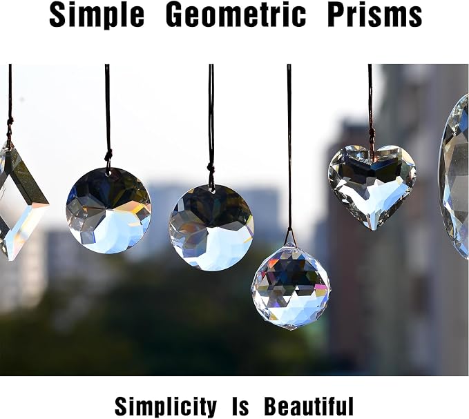 2PCS Rhombus Crystal Suncatcher Prisms for Windows (Rhombus Clear) | Clear, K9 Glass, Rainbow Maker, with Hooks & Cord