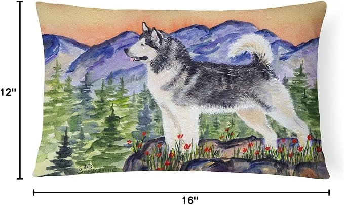 Caroline's Treasures SS8157PW1216 Alaskan Malamute Canvas Fabric Decorative Pillow Machine Washable, Indoor Outdoor Decorative Pillow for Couch, Bed or Patio, 12HX16W