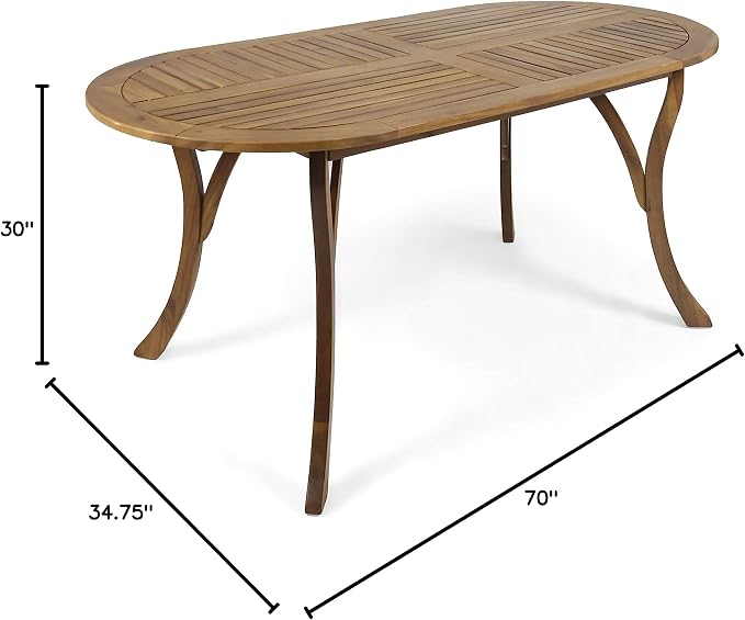 Christopher Knight Home Baia Outdoor 70" Oval Acacia Wood Dining Table, Teak