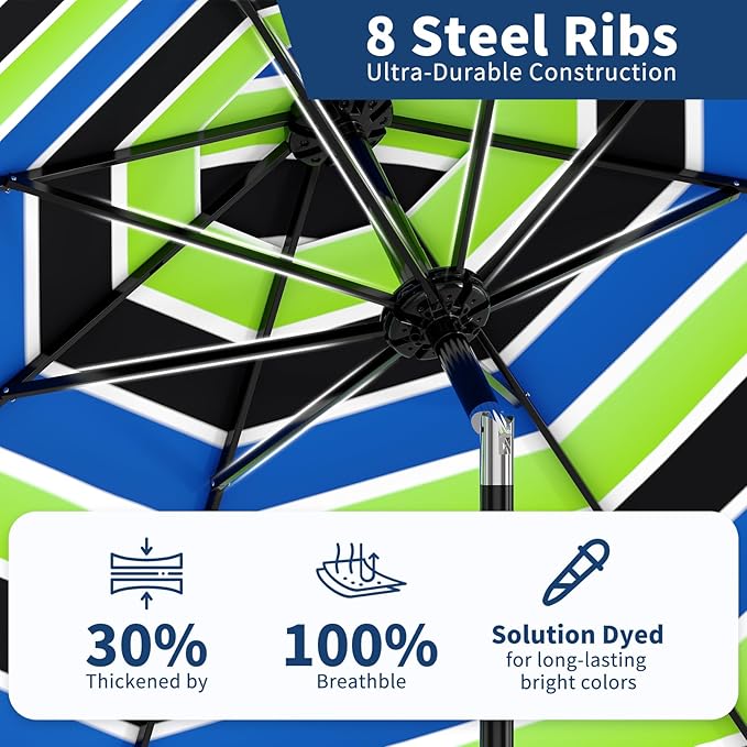 GarveeLife 9FT Patio Umbrella Outdoor, Table Umbrella with Push Button Tilt and Crank, 8 Sturdy Ribs UV Protection Waterproof for Garden, Pool, Market, Deck